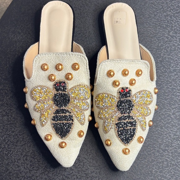 Source Unknown Shoes - Source Unknown Gold and Black Embellished Mules